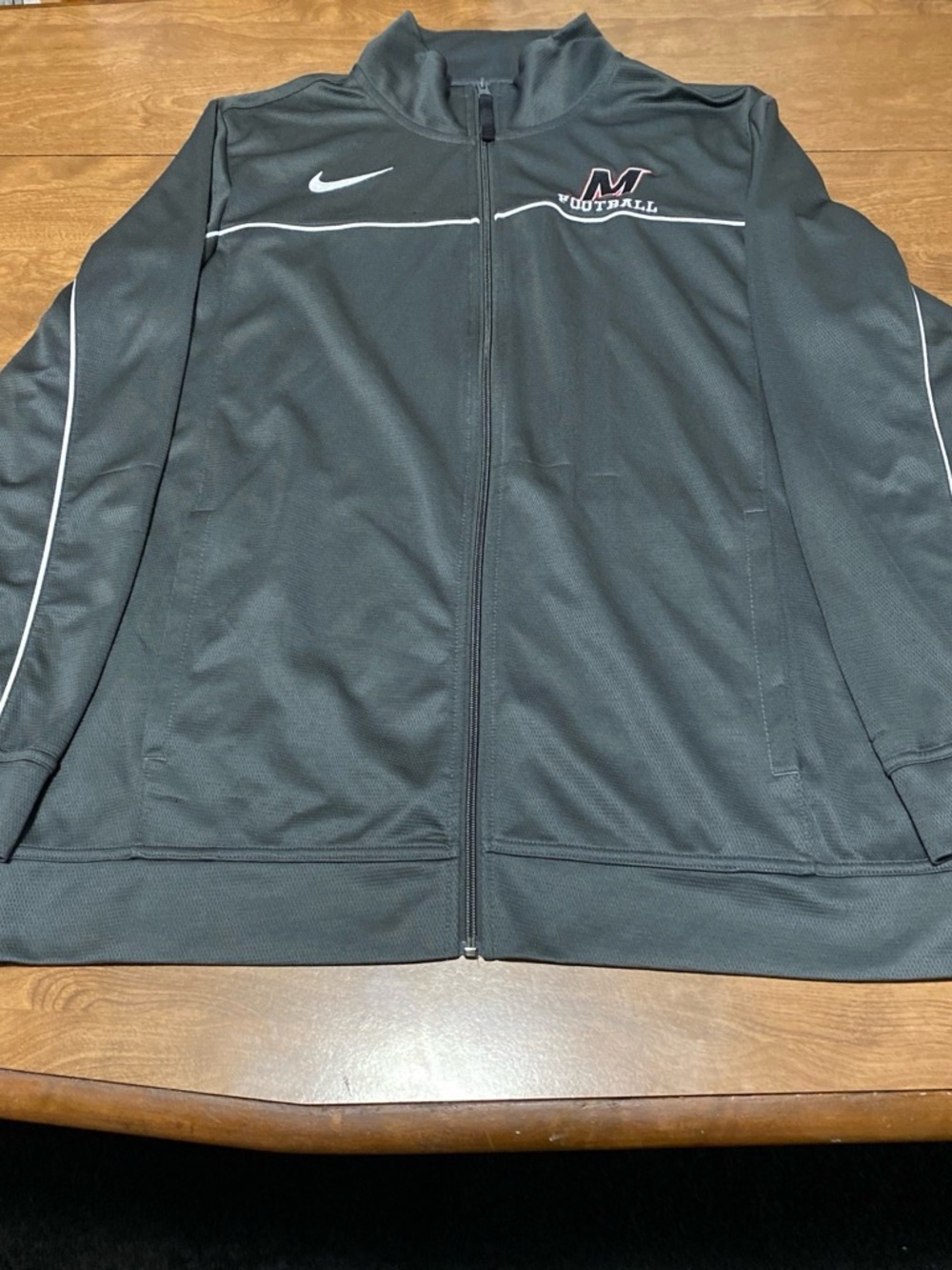 Nike Black Lightweight Full-Zip Track Jacket with White Piping